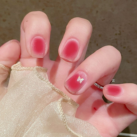 软糯腮红蝴蝶穿戴甲美甲贴片可拆指甲贴片假指甲穿戴美甲成品甲片