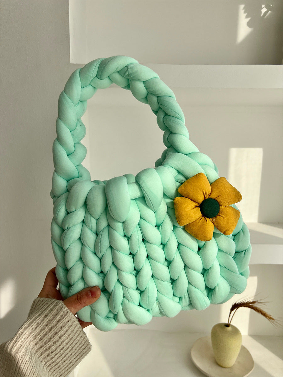 Dopamine Bag Free shipping Tattoo Dopamine flower Icelandic wool bag DIY hand-woven bag thick wool material bag hand-woven homemade women's bag