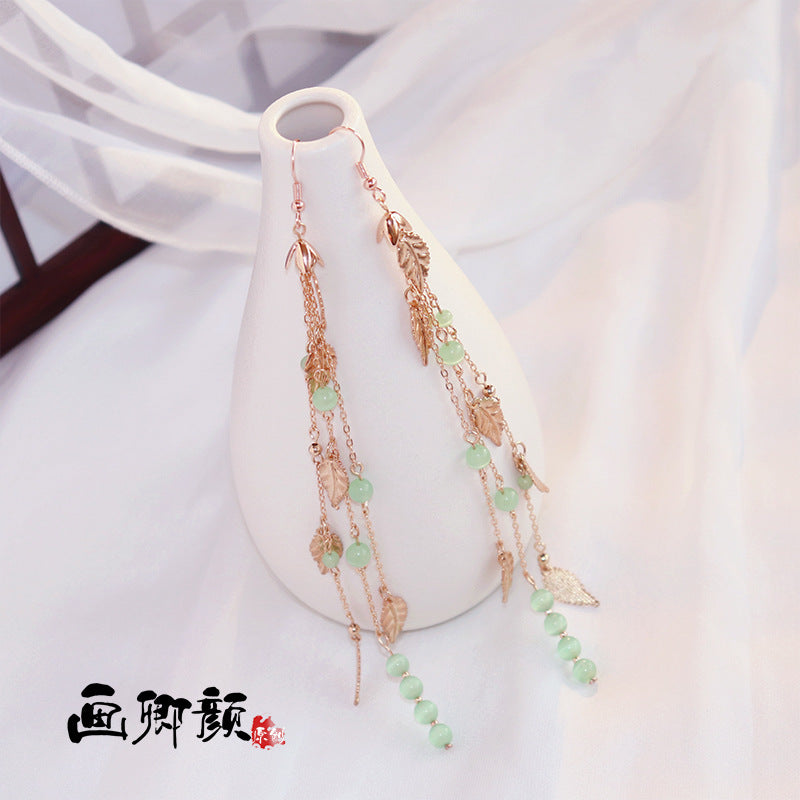 头饰发簪长月烬明同款耳环白鹿古风配汉服长流苏耳坠耳夹无耳洞古装耳饰女
