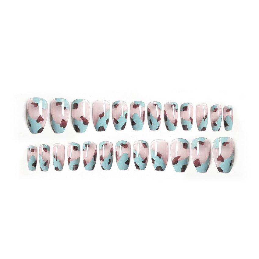Fashion  nail Wearable Nail Sticker Chessboard Grid Wearable Nail Piece Nail Shaped Piece Removable Nail Patch Finished Product Y12