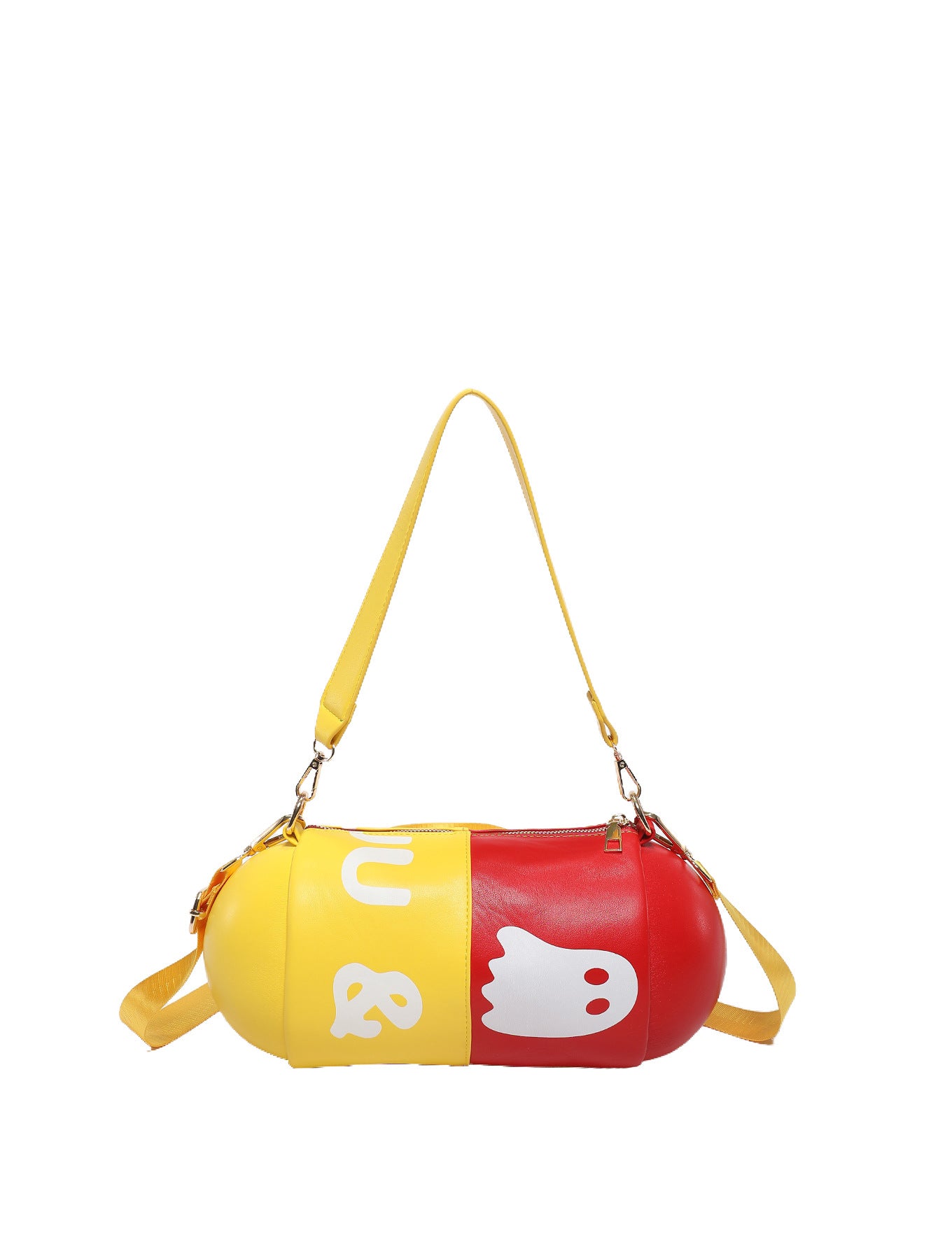 Dopamine Bag Free shipping Tattoo Women's bag new dopamine contrasting color trend cylindrical capsule bag European and American style personality funny single shoulder oblique span bag