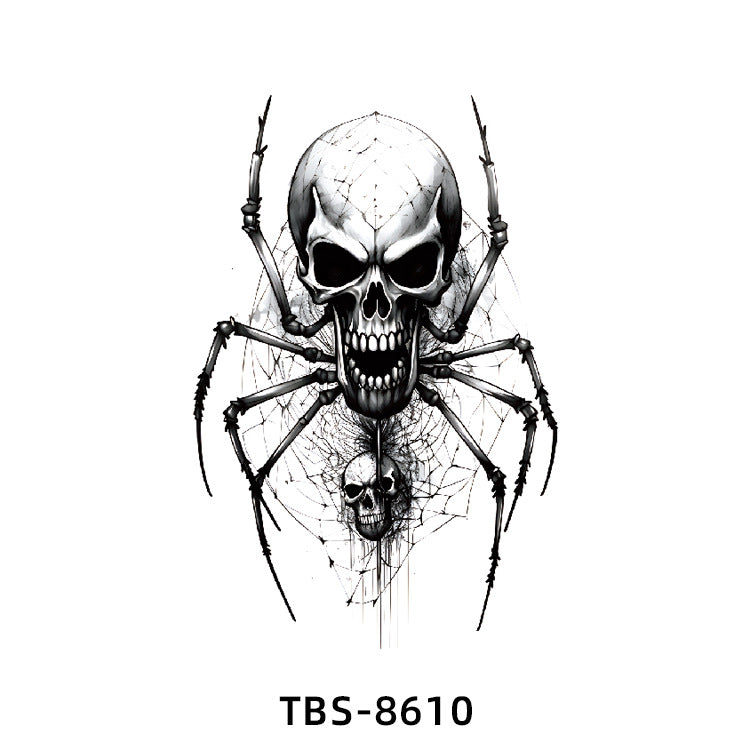 Free shipping Tattoo New Wholesale Small Flower Arm Waterproof Tattoo Sticker Half Sleeve Arm Back Color Animal Skull European and American Tattoo Sticker Paper