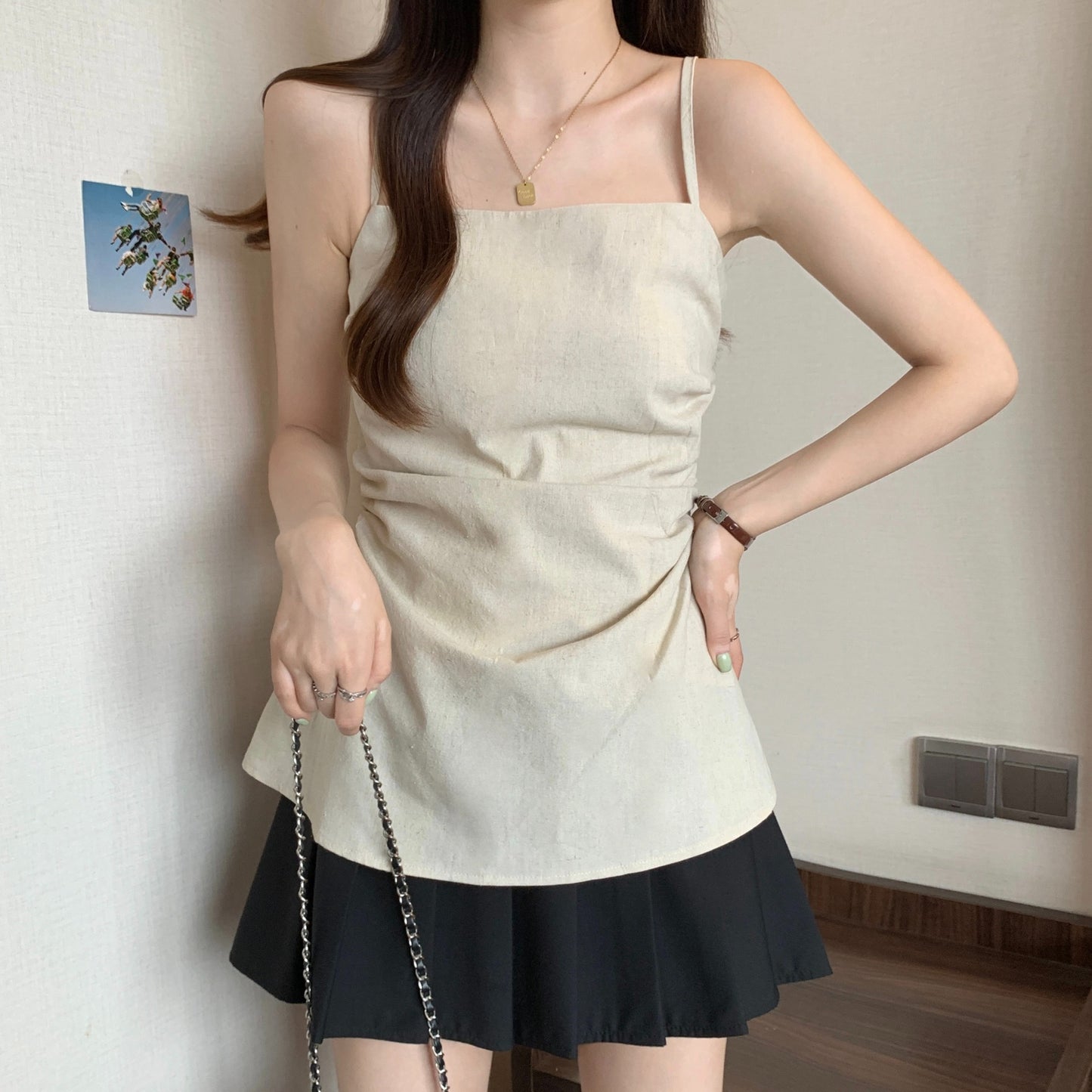 Dopamine tops Free shipping Tattoo Large size fat mm dopamine chic waist sling vest for women to wear outside, loose sleeveless top in summer