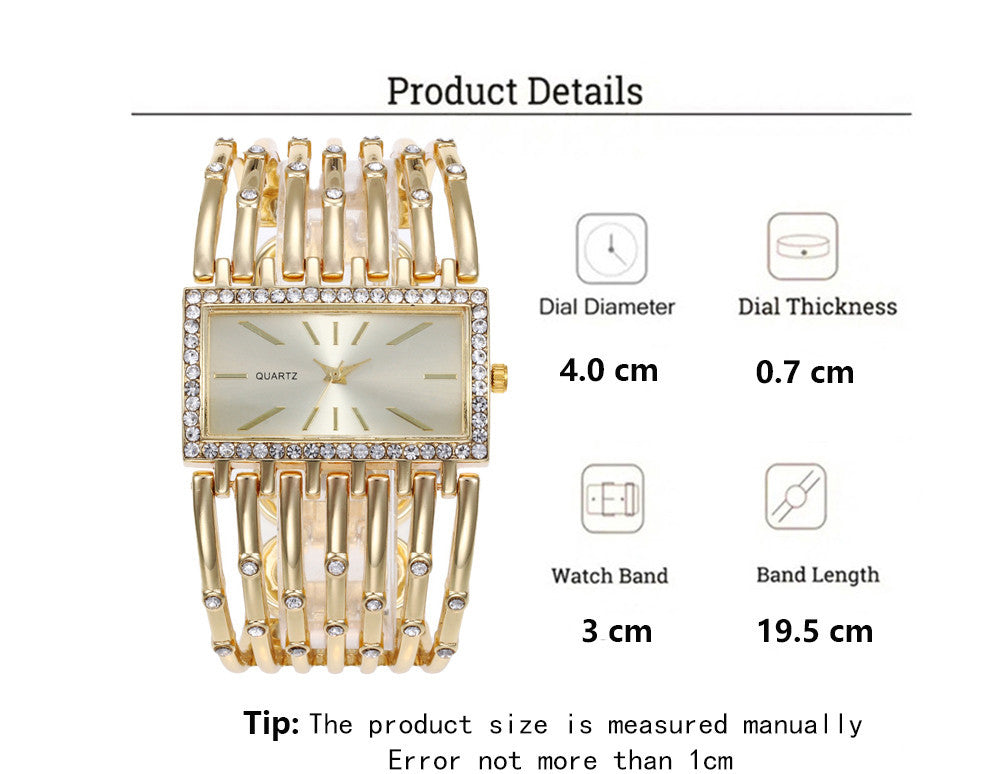 Women's fashion watch 热销速卖通外贸套装不锈钢女士手镯石英手表 休闲镂空女士腕表