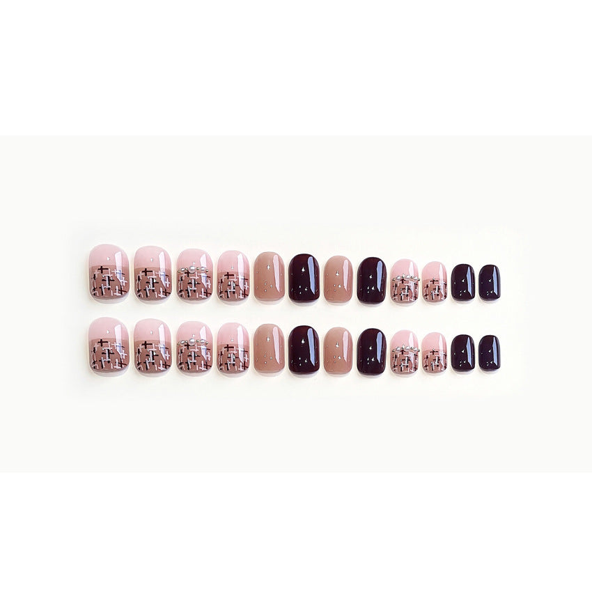 Fashion  nail Autumn and Winter Classic Style Simple Nige Milk Coffee Finished Nail Beauty Wear Fake Nails Removable Nail Tip Wear Armor X83