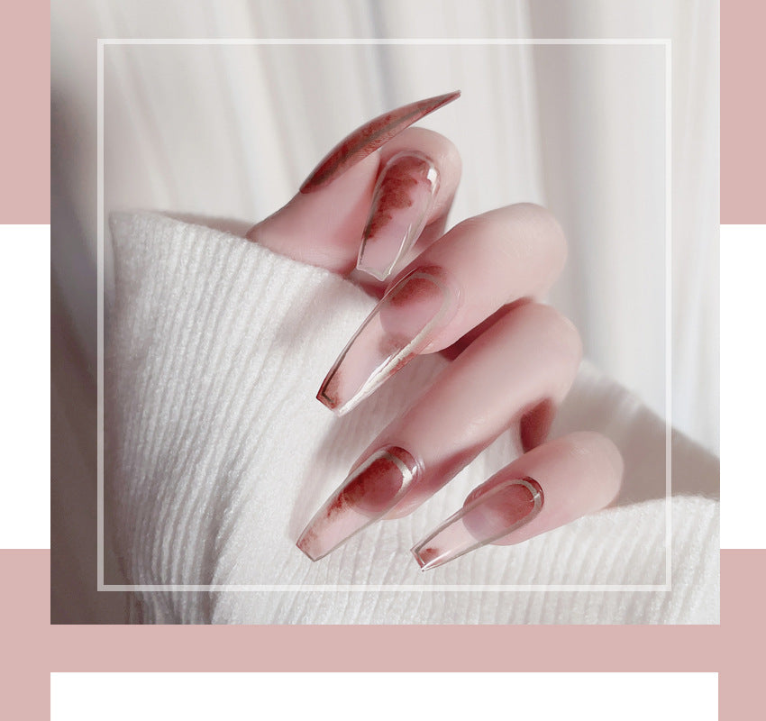 Fashion  nail European and American Pure Want to Wear Manicure Rendering French Fake Nail Patch Detachable Wear Nail Wholesale Manicure X91