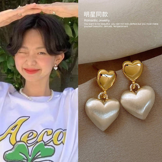 真金电镀银针爱心耳环法式甜美气质耳钉小众复古高级感耳饰批发女