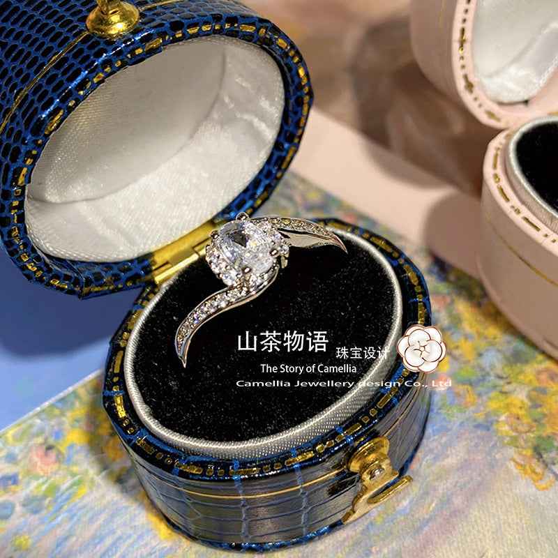 Cameliia直播原设爆款活口戒指 镀金四爪镶0.5Ct锆仿莫桑简约指环