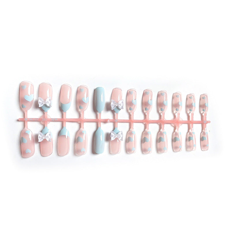 Fashion  nail Wear a Nail Stickers Nail Patch Fake Nails Detachable Bow round Head Nail Sticker X26