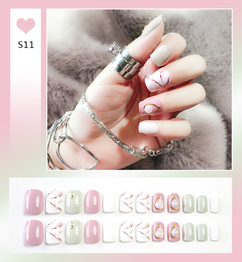 Fashion  nail Tina Wear Fake Nails Manicure Bridal Patch 24 Pieces Fake Nails Waterproof Nail Shaped Piece Collection