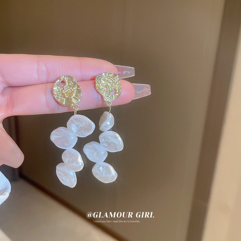 真金电镀925银针珍珠耳环法式复古宫廷风耳环时尚百搭耳饰女批发