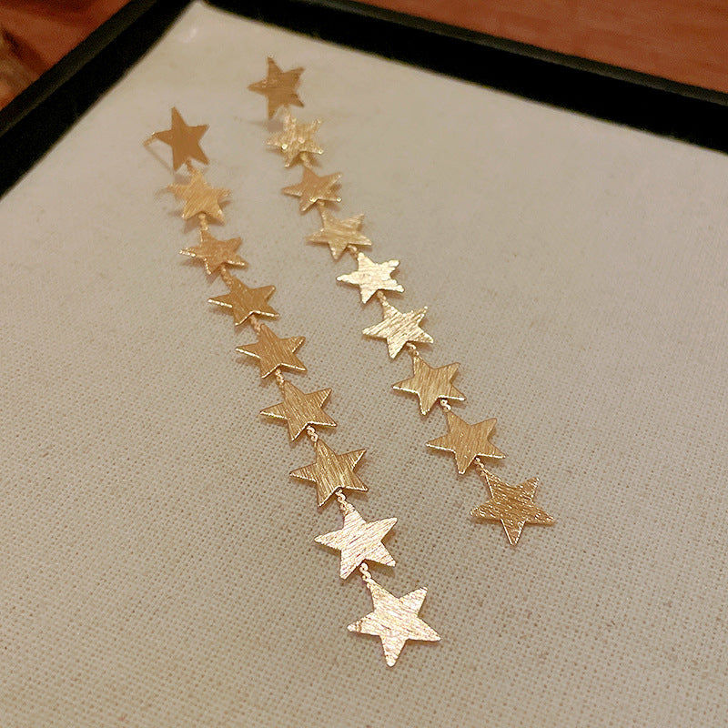 银针金属星星流苏耳环欧美时尚气质耳钉小众百搭高级感耳饰批发女