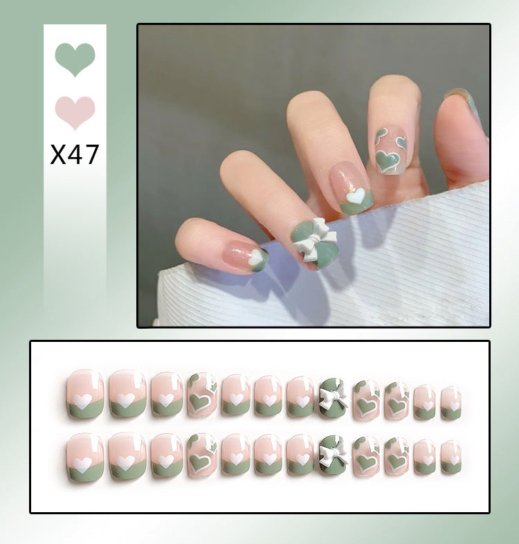 Fashion  nail Handmade Wear Nail Wholesale Internet Hot Diamond in the Debris Butterfly Glitter Nail Tips Finished Product Nail Patch Jelly Glue