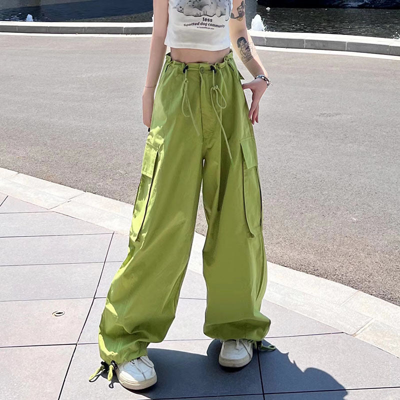 Dopamine pants Free shipping Tattoo Avocado green y2k millennial tooling fluorescent green pants dopamine wear high waist jazz pants women's summer