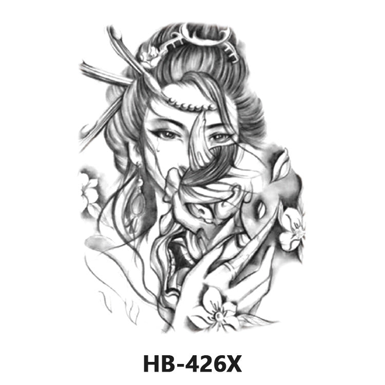Free shipping Tattoo In Stock Cross-Border Factory Wholesale New Half Sleeve Tattoo Sticker Black Animal Skull Waterproof Tattoo Men and Women Tattoo