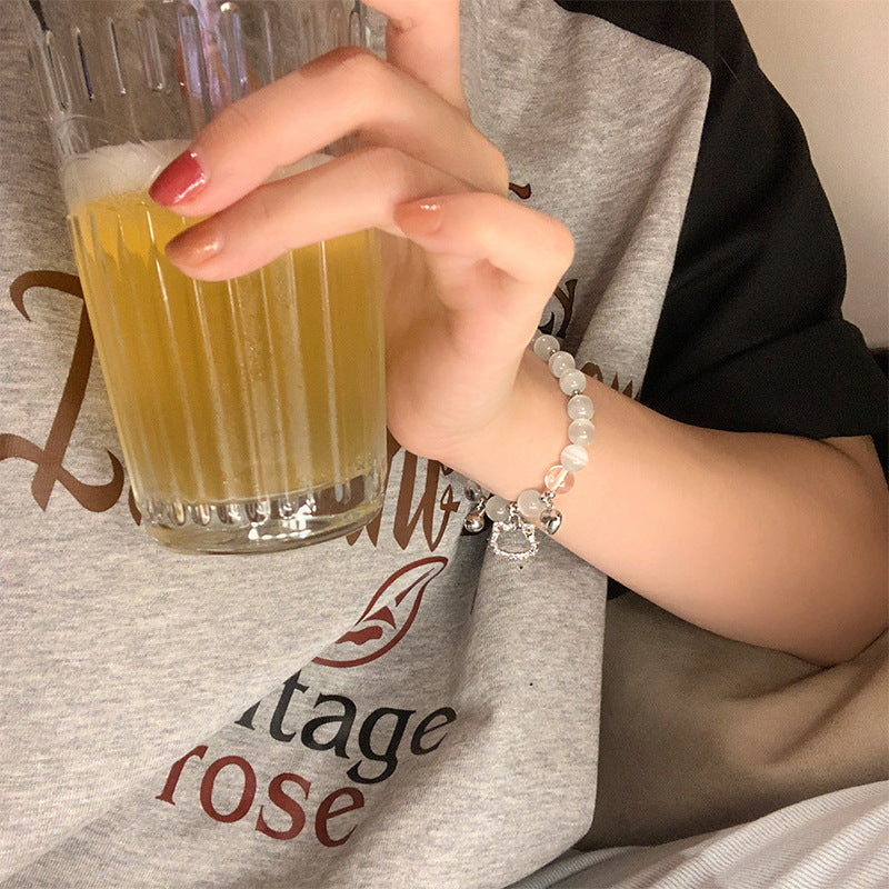 珠宝首饰手饰手链哈喽kitty手链diy猫眼石水晶手串送女友闺蜜情侣手链时尚手饰批发