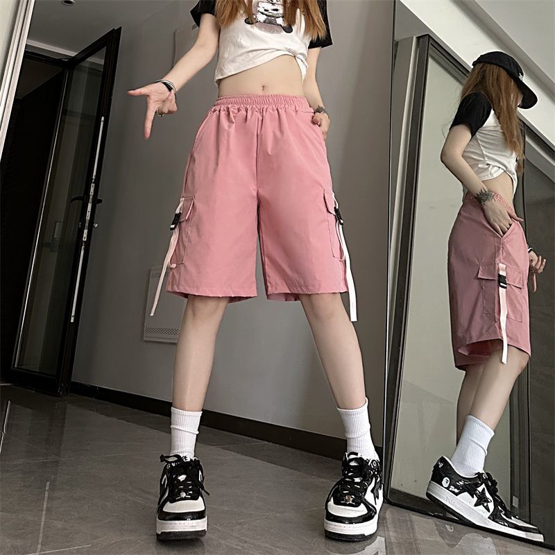 Dopamine pants Free shipping Tattoo Dopamine quick-drying tooling shorts for men and women, summer thin loose sports style super cool fried street casual wide-leg shorts