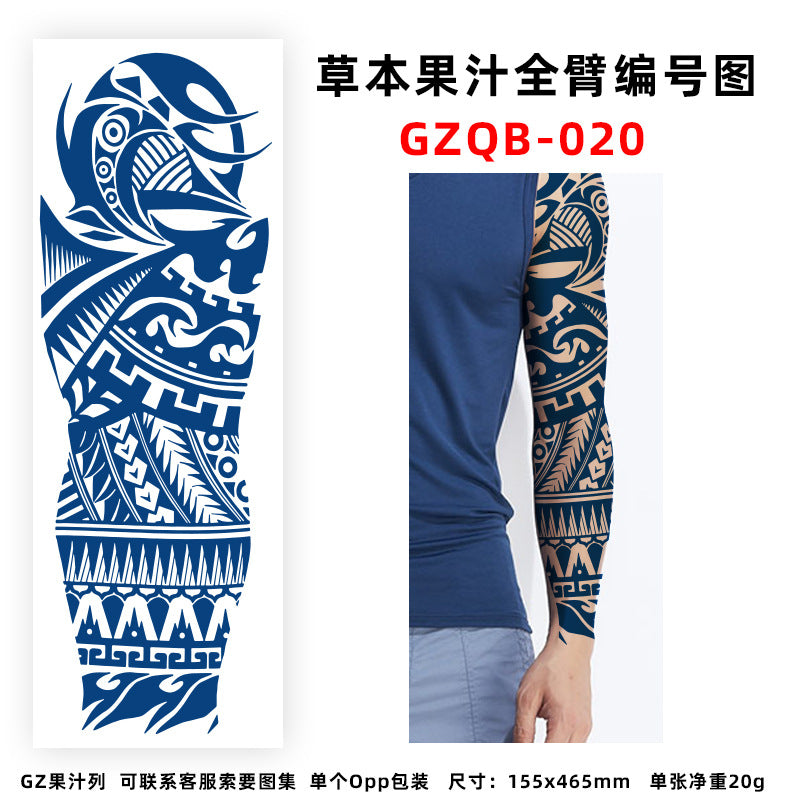 Free shipping Tattoo Factory in Stock Wholesale Herbal Juice Full Arm Tattoo Sticker Waterproof Sweat-Proof Imitation Tattoo Semi Permanent Tattoo Sticker