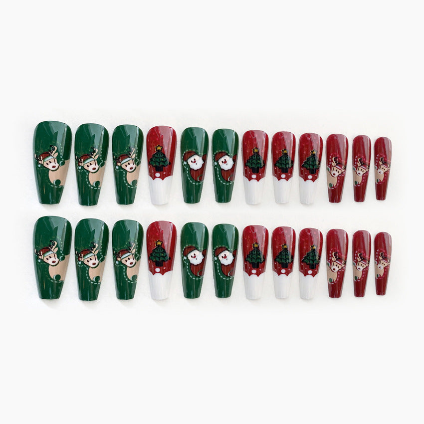 Fashion  nail New Christmas Wear Armor Snowflake Deer Elk Nail Tips Removable Fake Nails Wholesale P167