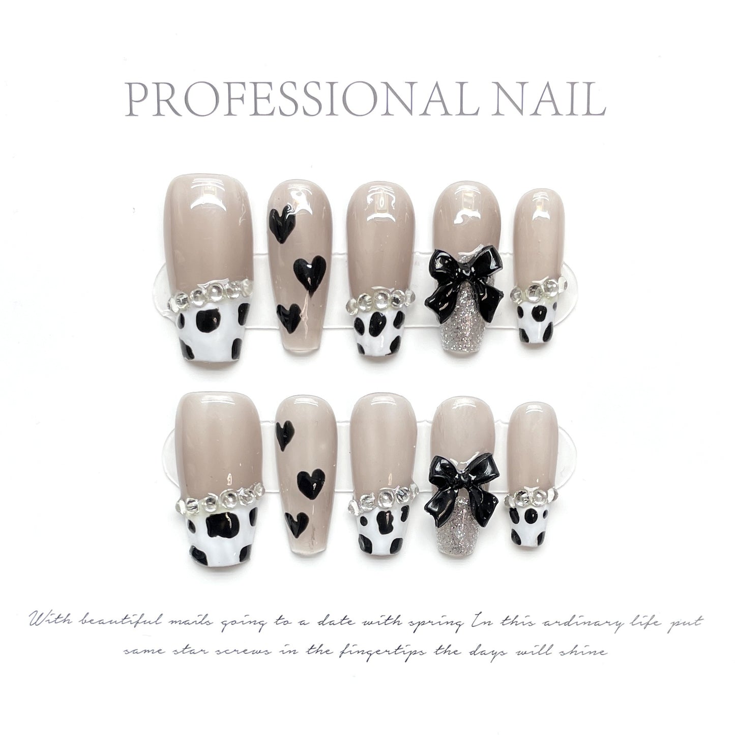 (reusable nail)Original real hand wearing Princess Jia French long gentle romantic manicure nail patch wholesale