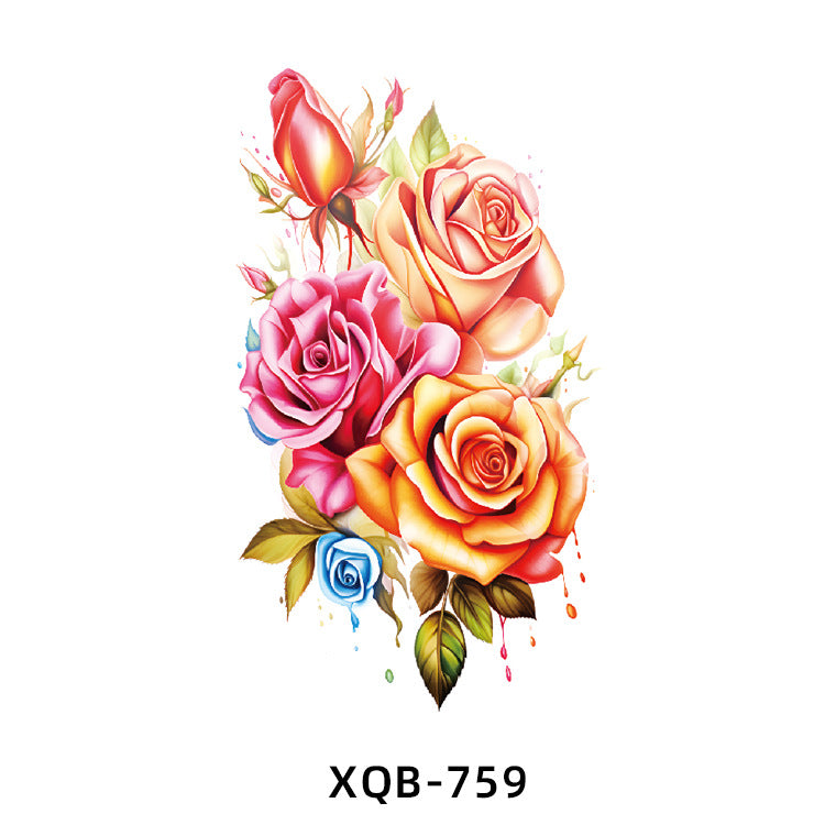 Free shipping Tattoo In Stock Wholesale Small Full Arm Tattoo Sticker Waterproof Sweatproof Tiger Animal Flower Men and Women Black and White, Colored Tattoo Sticker Paper
