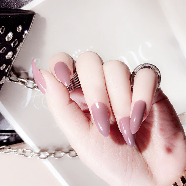 Fashion  nail Pointed Toe Nail Tip Solid Color Frosted and Matte Whole Fake Nails Wear Nail Nail Stickers Nail Finished Product Detachable