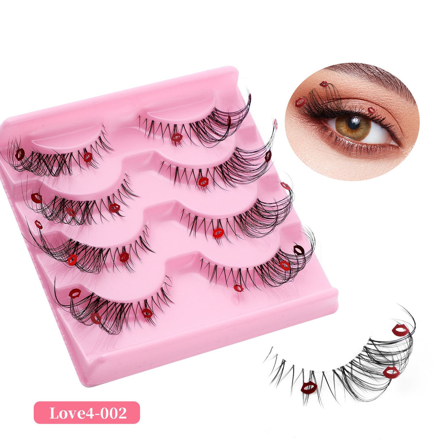 Eyelashes 4 pairs of oblique flying Fox false eyelashes natural thick curl cat eye false eyelashes