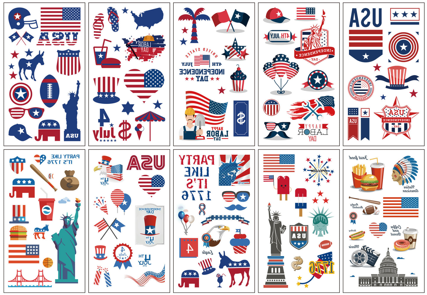 Free shipping Tattoo Cross-Border New Arrival American Independence Day Tattoo Sticker Water Transfer Disposable Temporary Flag Face Pasters Tattoo Sticker in Stock