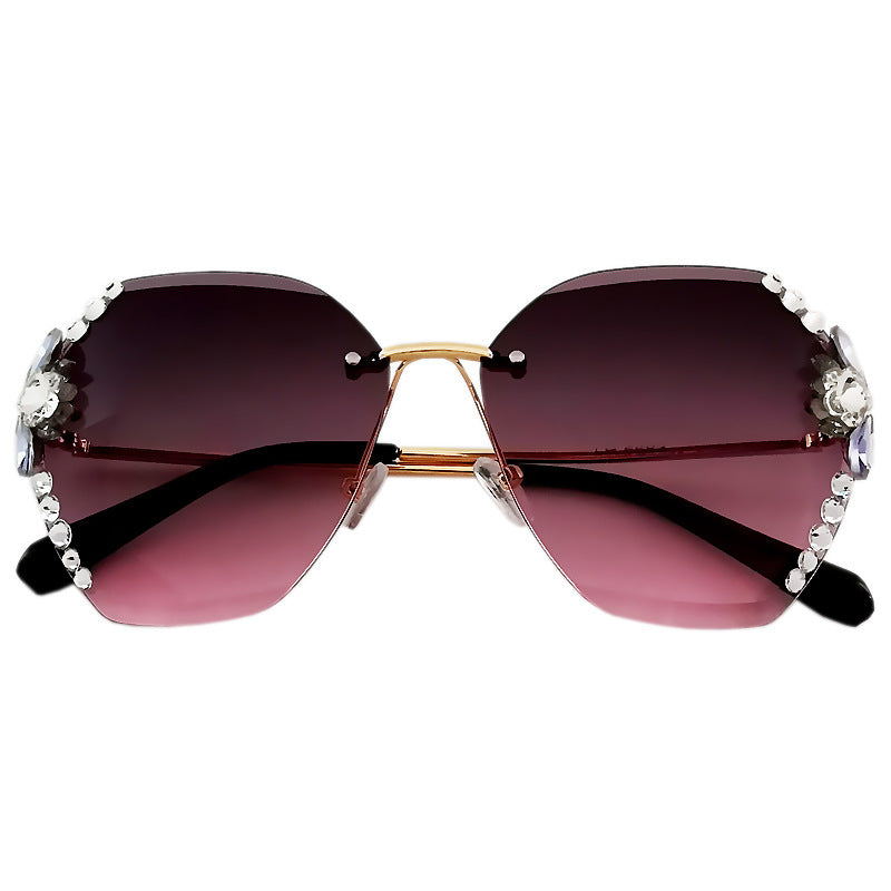 Women's fashion glasses 跨境2022新款镶钻太阳镜女高级感ins时尚墨镜眼镜个性街拍遮阳镜