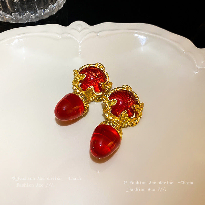 首饰耳环925银针中古珍珠爱心耳环宫廷风复古高级感耳钉个性气质耳饰批发