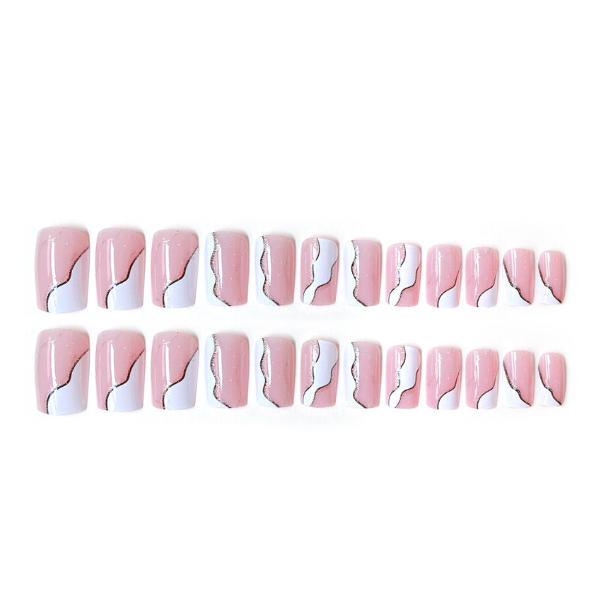 Fashion  nail European and American Nail Stickers Nail Tip Sweet Cool Wearable Nail Removable Nail Patch Fake Nails Wearable Nail W16
