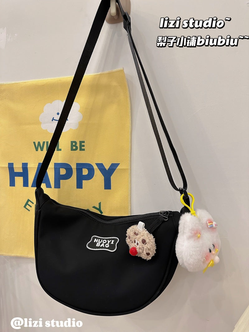 Dopamine Bag Free shipping Tattoo Crescent bag Crossbody bag Women's dopamine niche design Nylon cloth dumpling bag Wide shoulder strap Casual shoulder bag