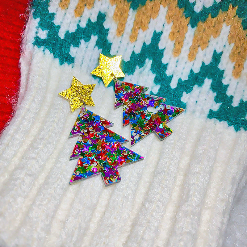 首饰耳钉圣诞节装扮配饰雪人耳环2023新款百搭耳钉小众气质高级感耳饰批发