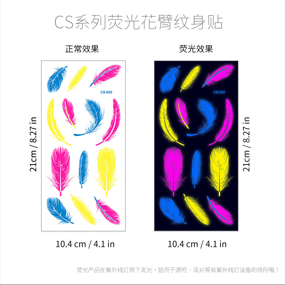 Free shipping Tattoo Hot Selling European and American Hot Creative Fluorescent Flower Arm Tattoo Sticker Face Pasters Waterproof Music Festival Arm Tattoo Sticker Paper in Stock