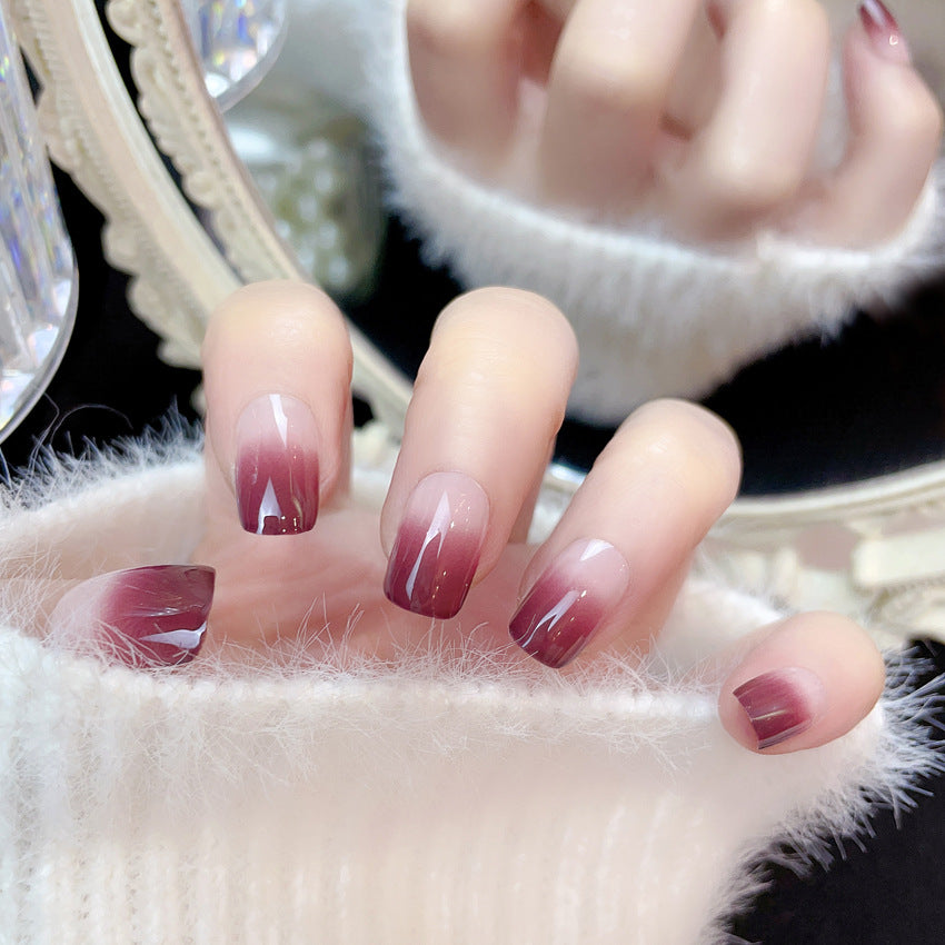 Fashion  nail Tina Finished Nail Beauty Internet Celebrity Same Ins Gradient Long Fake Nails Nail Stickers S54