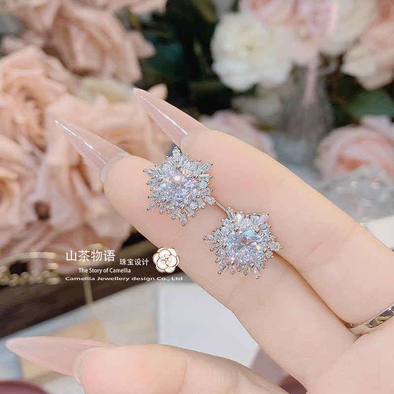Camellia Hw平替款2.0Ct满锆钻三件套 镀18K金璀璨冰晶花朵戒指女
