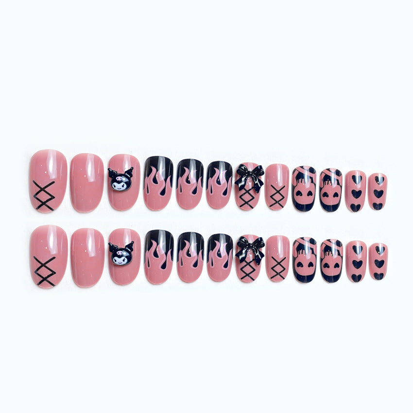 Fashion  nail New Cute Doll Short Skull Finished Nail Beauty Wearable Fake Nails Nail Tip Removal Wearing Armor Wholesale A61