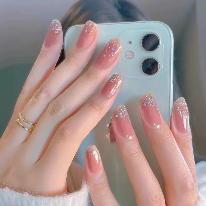 (Hand-made nail) French nail armor long black small fragrance simple white high-grade sense nail piece bride pregnant woman finished product.