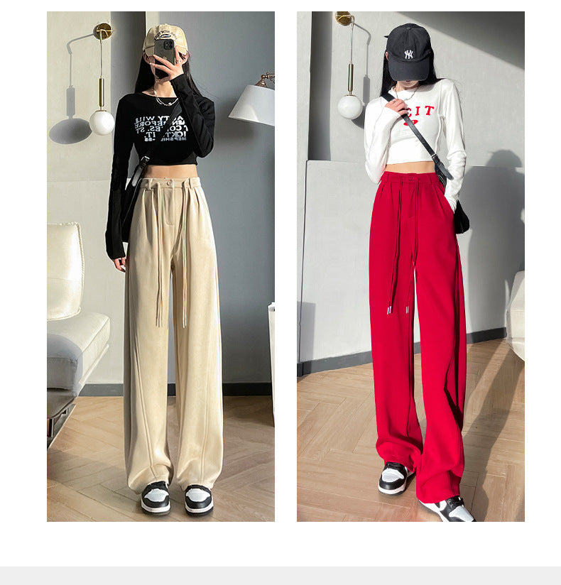 Fashion women's wear New American Style Narrow Banana Pants Women's High Waist Drooping Sports Trousers 2023 Spring and Autumn Straight Casual Pants Wide Leg Pants