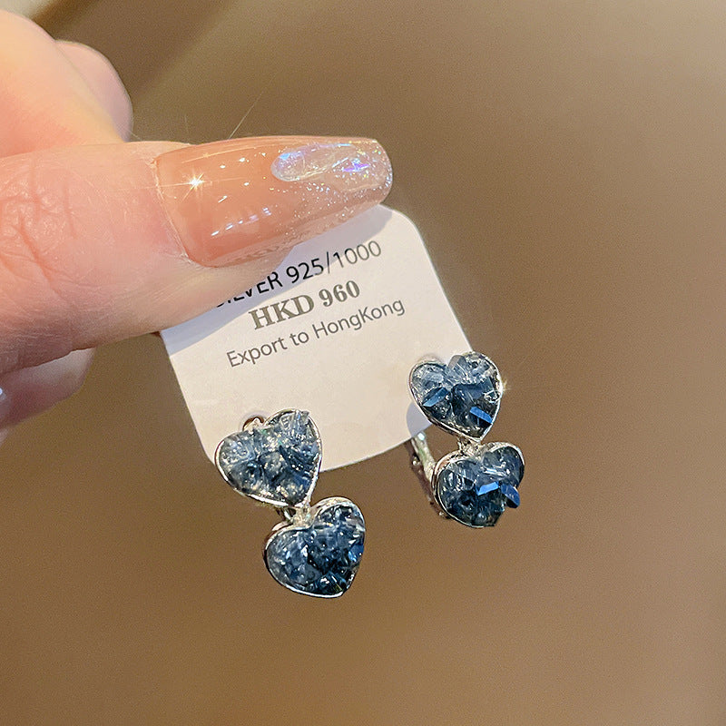 银针水晶爱心几何耳环ins轻奢高级感耳钉小众甜美气质耳饰批发女