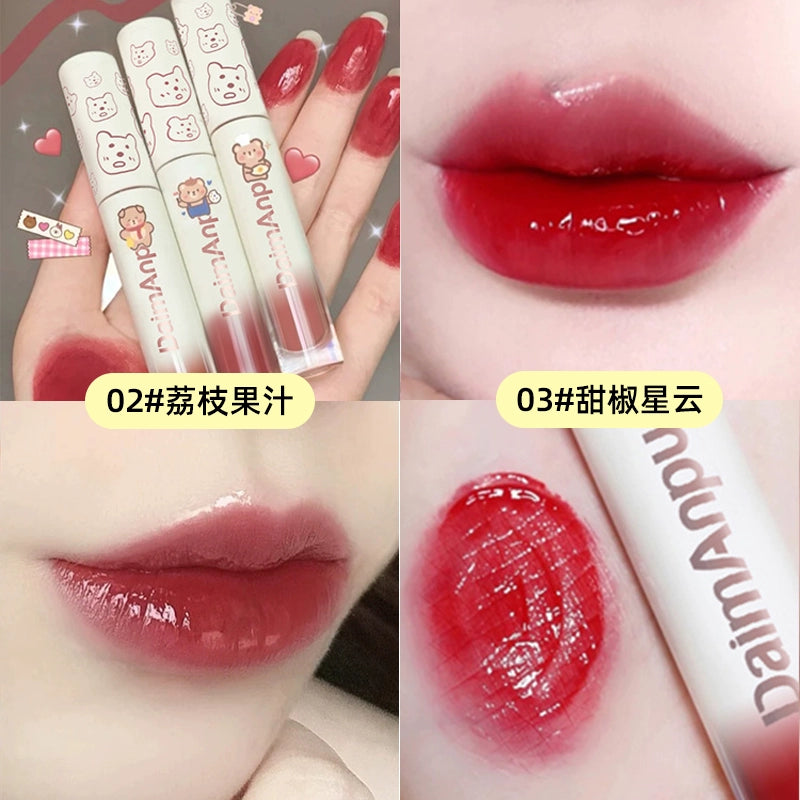 小熊口红唇釉镜面水光玻璃唇蜜持久不掉色沾杯学生显白流行嘟嘟唇口红