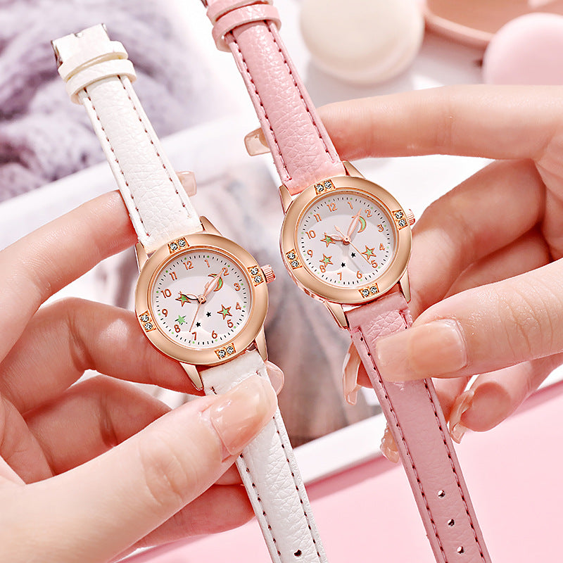 Fashion women's watchLuminous Diamond Belt Women's Watch Alloy Rose Gold Middle School Student Quartz Watch Cross-Border Watch Wholesale