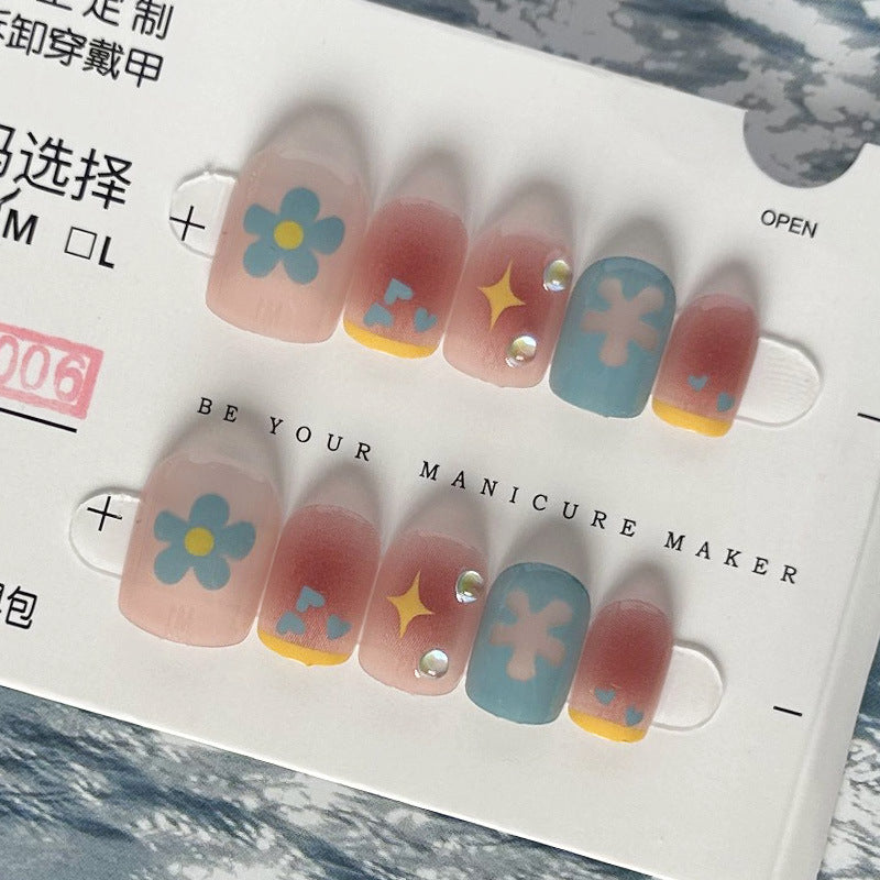 纯手工甲穿戴甲可爱指甲贴片立体美甲片腮红假指甲网红美甲贴成品