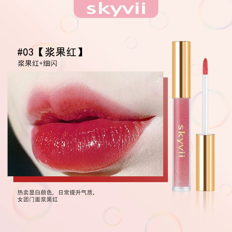 skyvii5389水光唇油女细闪嘟嘟唇口红唇蜜滋润补水保湿透明叠涂珠光唇