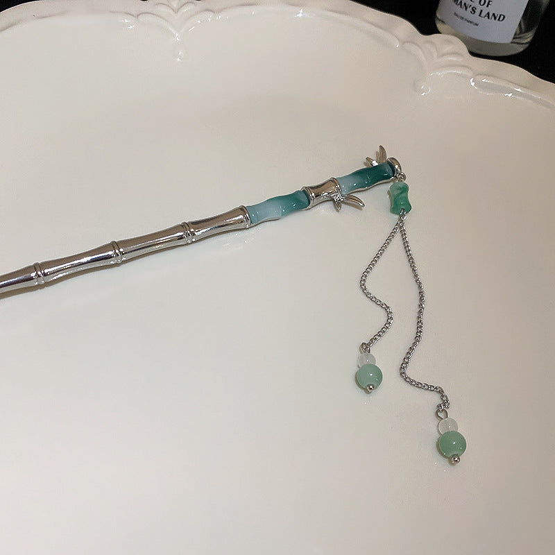 头饰发簪新中式竹节竹叶流苏发簪气质百搭个性发钗时尚小众设计感发饰批发