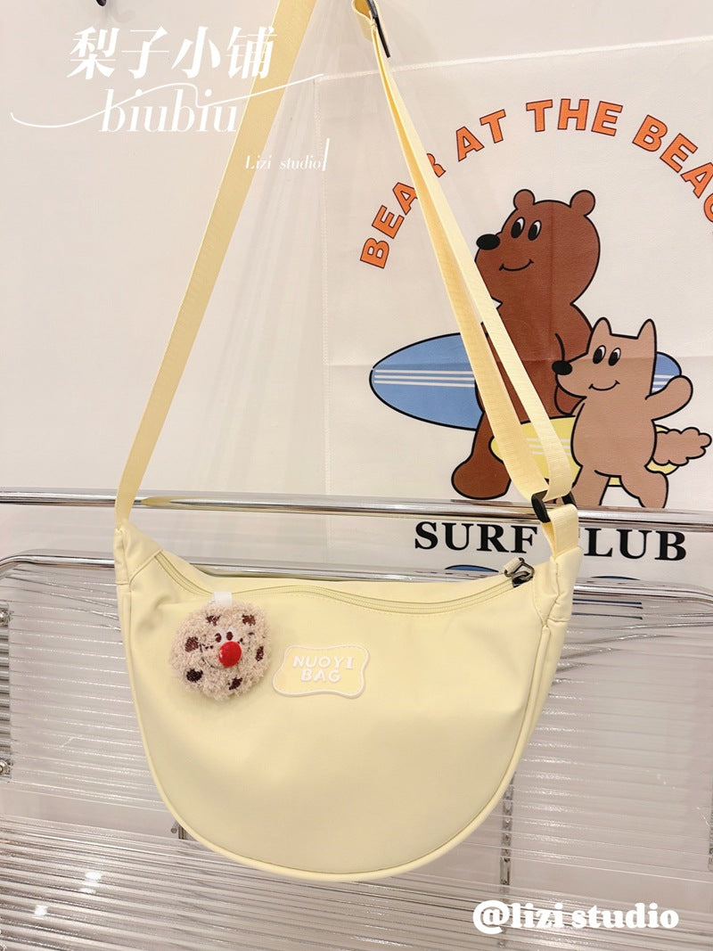 Dopamine Bag Free shipping Tattoo Crescent bag Crossbody bag Women's dopamine niche design Nylon cloth dumpling bag Wide shoulder strap Casual shoulder bag