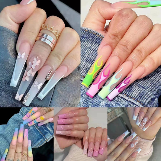 (Hand-made nail) The dark fairy in Europe and America is dying, the magic mirror powder is white, and the finished nail product, Millennium Spice Girl fake nails patch, is worn for a long time.
