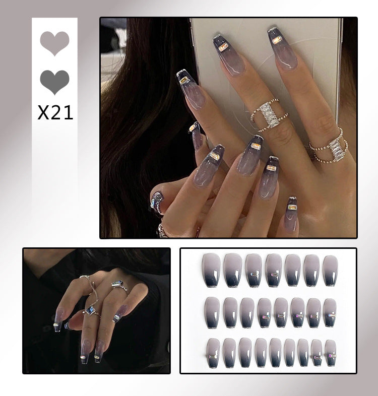 Fashion  nail Fake Nails Crystal Iced Butterfly Nail Art Nail Patch Bow Ballet Rhinestone Nail Beauty Nail Tip Wear Nail