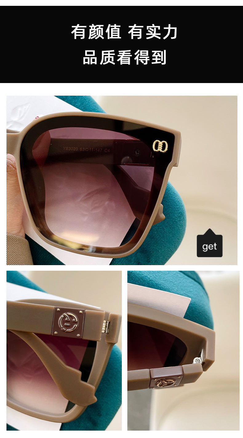 2024 New Light Luxury Small Fragrance Style Women's Large Frame Sunglasses Small Red Book Fashion Trend Travel Driving Street Photo Sunglasses