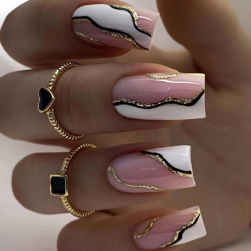 Fashion  nail European and American Nail Stickers Nail Tip Sweet Cool Wearable Nail Removable Nail Patch Fake Nails Wearable Nail W16